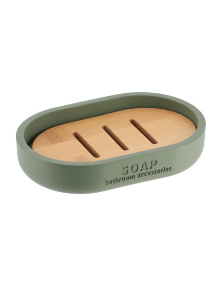 64101149 - porte savon polyresine - kaki/bambou
