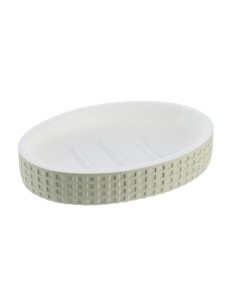 porte savon polyresine oval motif carre - vert sauge