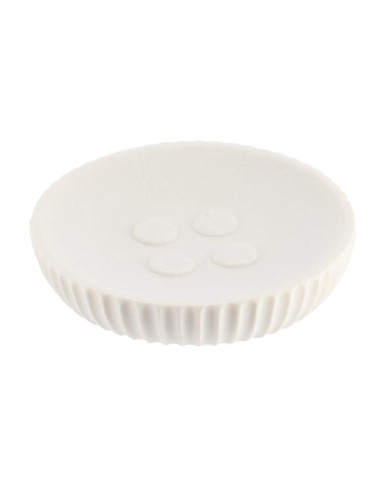 64103100 - porte savon polyresine rond striee - blanc