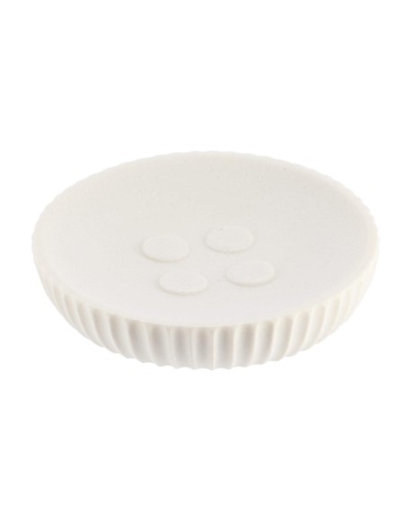 64103100 - porte savon polyresine rond striee - blanc