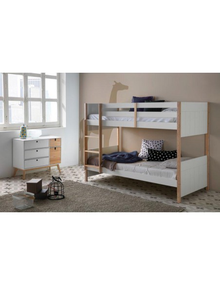 13862 - lit superposé 0.90 kiara blanc/cire blanc