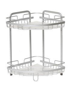 9100999 - etagere d'angle fil aluminium 2 niveaux a poser - chrome