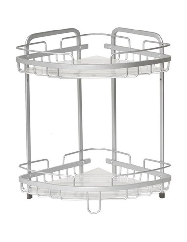 9100999 - etagere d'angle fil aluminium 2 niveaux a poser - chrome