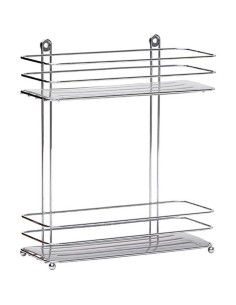 serviteur metal 2 etageres/plateaux pp a poser ou a fixer - chrome/gris