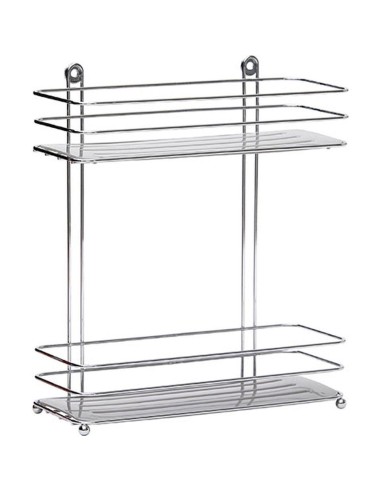 serviteur metal 2 etageres/plateaux pp a poser ou a fixer - chrome/gris