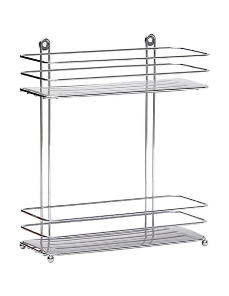 serviteur metal 2 etageres/plateaux pp a poser ou a fixer - chrome/gris