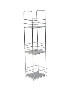 etagere metal 3 plateaux pp carres a poser - chrome/gris