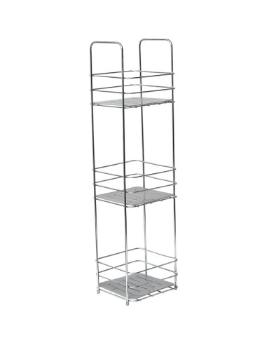 etagere metal 3 plateaux pp carres a poser - chrome/gris