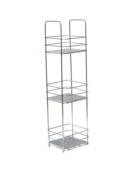 etagere metal 3 plateaux pp carres a poser - chrome/gris