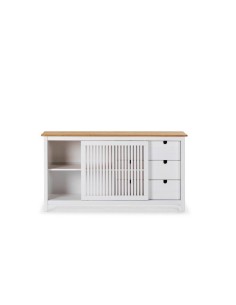 13167 - buffet bas. bruna 1porte coulissante/3t cire/blanc