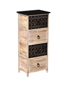 98149247 - meuble mdf/paulownia 4 tiroirs avec poignees metal ronde -naturel/gra