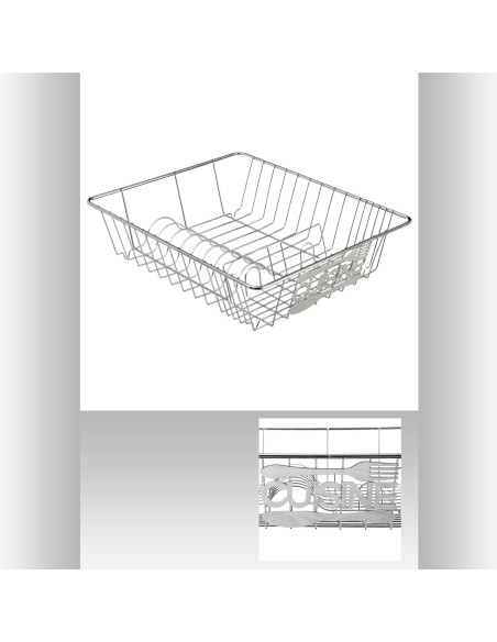 128985 - egouttoir 1niv metal cuisine L. 34 x P. 39,5 x H. 10,5 cm