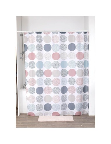 1205664 - rideau de douche polyester imprime 180x200 cm/12 anneaux pp blanc - ga