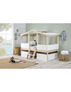 14182 - lit cabane parma blanc/cire blanc