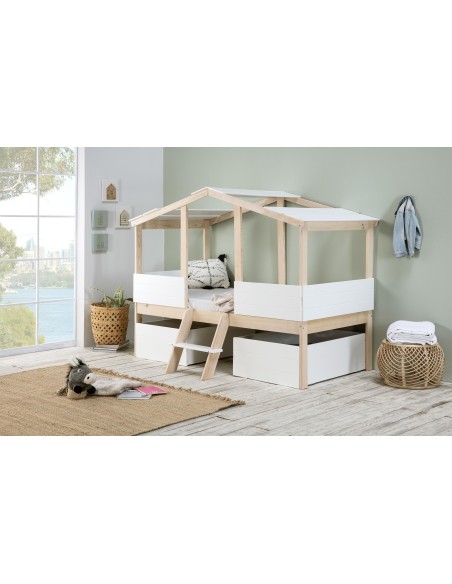 14182 - lit cabane parma blanc/cire blanc