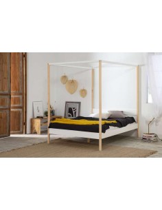 14404-lit 140 dossel blanc/naturel a/sommier