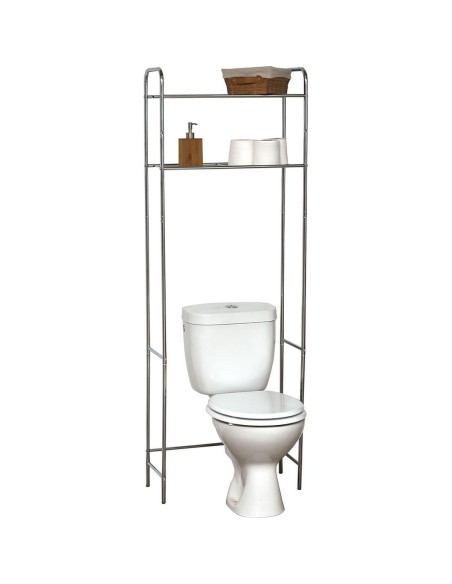 meuble metal 2 tablettes pour toilettes - chrome