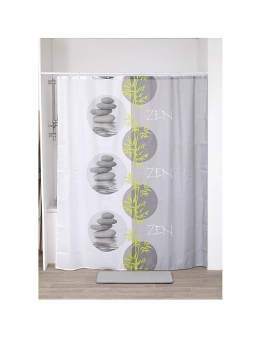 1205667 - rideau de douche polyester imprime 180x200 cm/12 anneaux pp blanc - pa