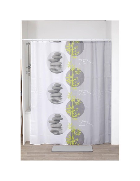 1205667 - rideau de douche polyester imprime 180x200 cm/12 anneaux pp blanc - pa