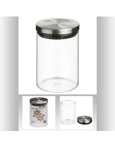 128979 -bocal ver+inox 0,6l hermet D. 10 x H. 14 cm