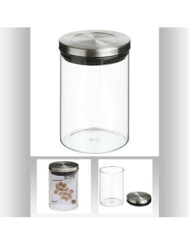 128979 -bocal ver+inox 0,6l hermet D. 10 x H. 14 cm