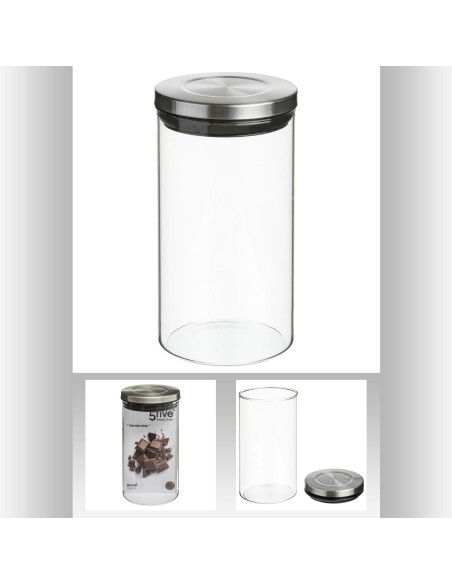 128980 - bocal ver+inox 1l hermet D. 10 x H. 18 cm