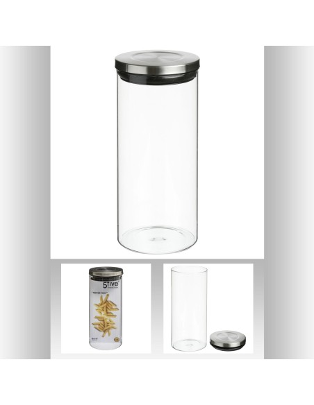 128981 - bocal ver+inox 1,3l hermet D. 10 x H. 21,8 cm