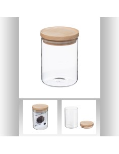 135026 - bocal ver+bois 0,6l hermet D. 10 x H. 14 cm