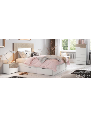 14628_téte de lit lucie 160 (33036) 160x90 blanc/chéne