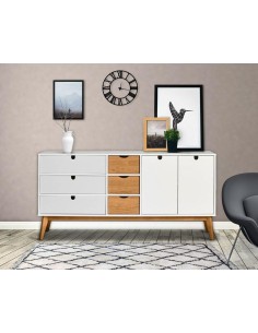 12064-buffet bas. cris 2p3t3t. blanc/cire