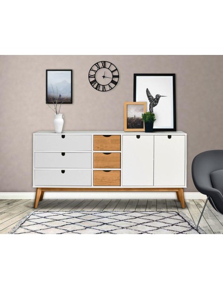 12064-buffet bas. cris 2p3t3t. blanc/cire