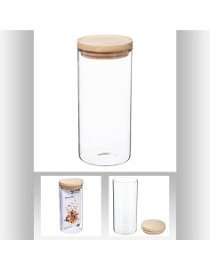 135028 - bocal ver+bois 1,3l hermet D. 10 x H. 22 cm