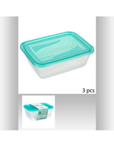 128994 - lot boite x3 rect pe 1,25l f&f L. 20 x P. 15 x H. 7 cm