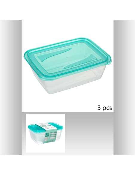 128994 - lot boite x3 rect pe 1,25l f&f L. 20 x P. 15 x H. 7 cm