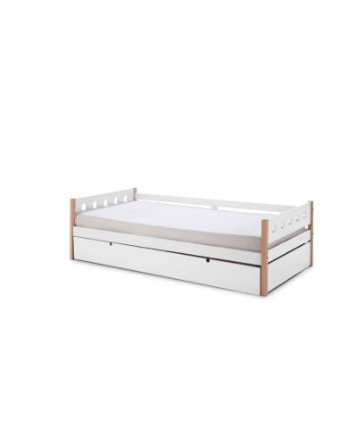 14359-lit gigogne compte 90x190 blanc/naturel a/sommier