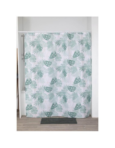 1205683 - rideau de douche polyester imprime 180x200 cm/12 anneaux pp blanc - ja