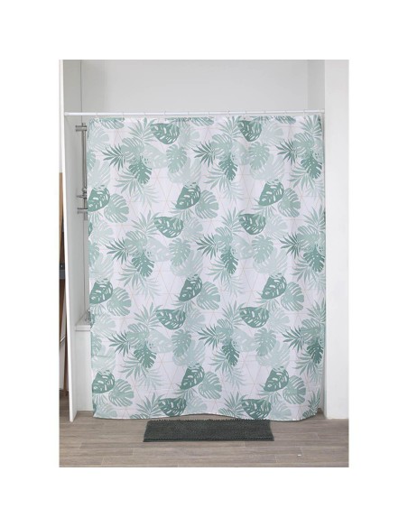 1205683 - rideau de douche polyester imprime 180x200 cm/12 anneaux pp blanc - ja