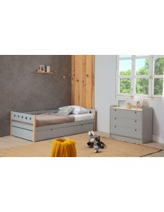 14489-lit gigogne 0.90 compte 90x190 gris claire/nat a/s