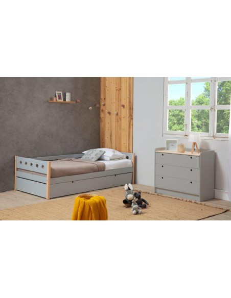 14489-lit gigogne 0.90 compte 90x190 gris claire/nat a/s
