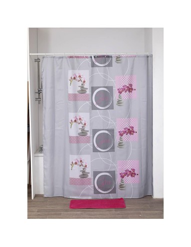 1205684 - rideau de douche polyester imprime 180x200 cm/12 anneaux pp blanc - na