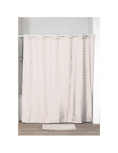 1207104-rideau de douche polyester avec oeillets integres 180x200cm - naturel