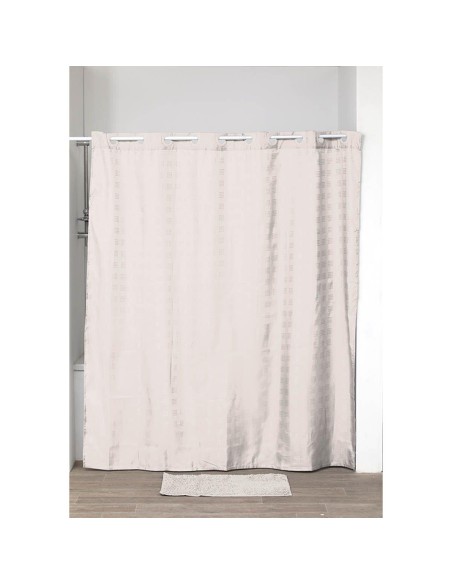 1207104-rideau de douche polyester avec oeillets integres 180x200cm - naturel
