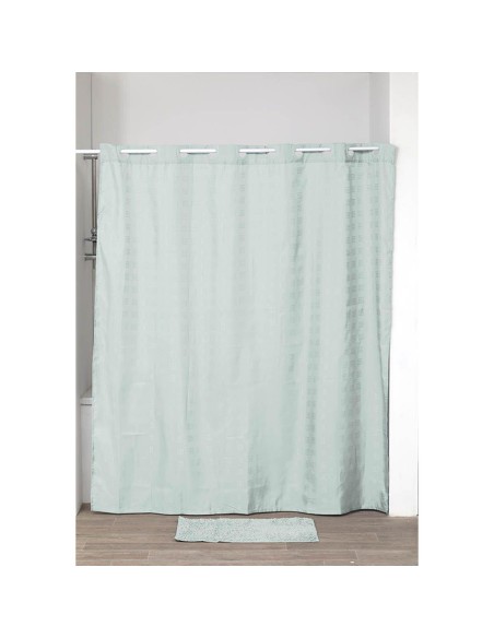 rideau de douche polyester avec oeillets integres 180x200 cm - vert amande