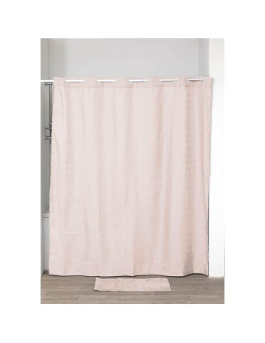 rideau de douche polyester avec oeillets integres 180x200 cm - rose pale