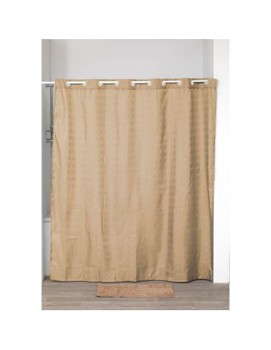 1207169-rideau de douche polyester avec oeillets integres 180x200cm - camel