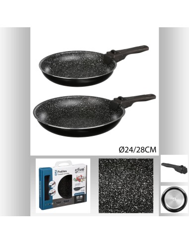 135111 - poele x2 24/28cm amovible D. 29,5 x H. 4,5 cm