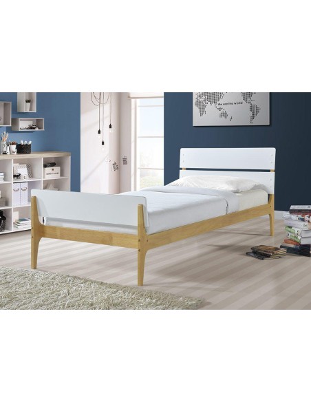 lit scandinavia blanc/bois