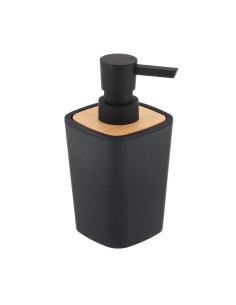 62110103 - distributeur a savon rubber + abs et bambou 380 ml - noir