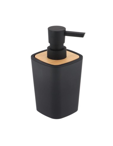 62110103 - distributeur a savon rubber + abs et bambou 380 ml - noir