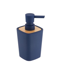62110118 - distributeur a savon rubber + abs et bambou 380 ml - bleu marine